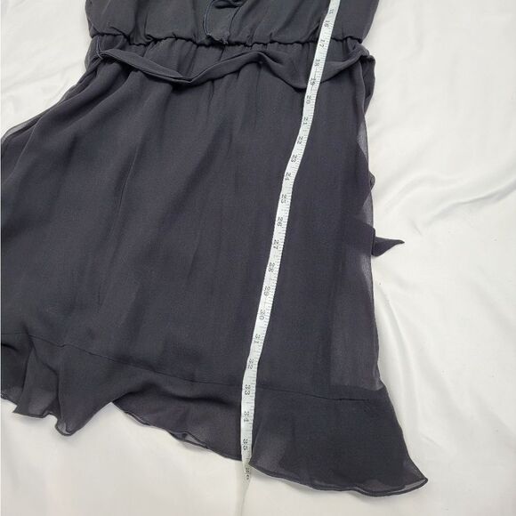 WHBM black silk ruffle sleeveless LBD formal tie belt dress 8 - Picture 10 of 10